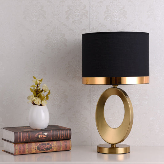Giftzxq Modern Luxury Fabric Ring Base 1-Light Table Lamp