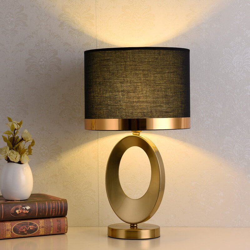 Giftzxq Modern Luxury Fabric Ring Base 1-Light Table Lamp