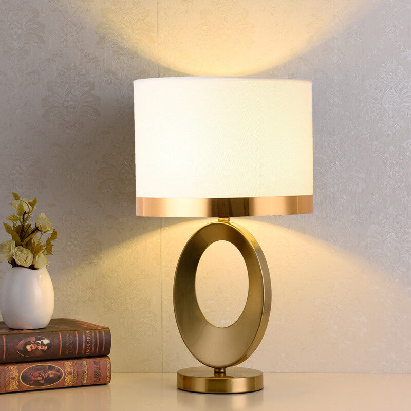 Giftzxq Modern Luxury Fabric Ring Base 1-Light Table Lamp