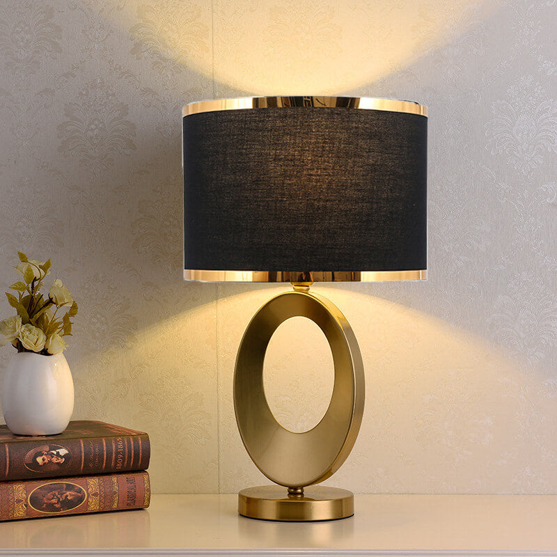 Giftzxq Modern Luxury Fabric Ring Base 1-Light Table Lamp